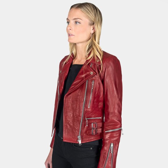 NWT Straight to Hell Defector Leather Jacket in Burgundy - S - Picture 5 of 14